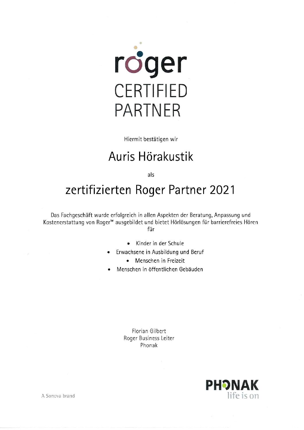 Roger Service Partner 2021